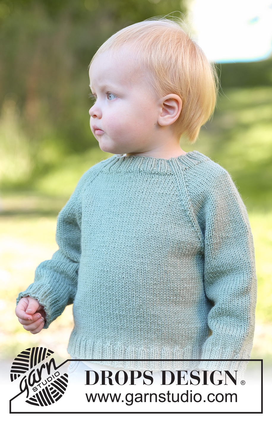 Sage Bud Sweater / DROPS Children 49-16 - Knitted jumper for children in DROPS Merino Extra Fine. The piece is worked top down in stocking stitch, with raglan. Sizes 2 - 14 years.