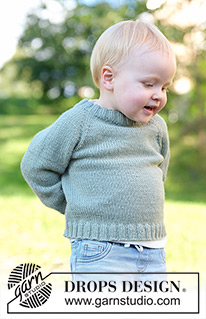 Sage Bud Sweater / DROPS Children 49-16 - Knitted jumper for children in DROPS Merino Extra Fine. The piece is worked top down in stocking stitch, with raglan. Sizes 2 - 14 years.