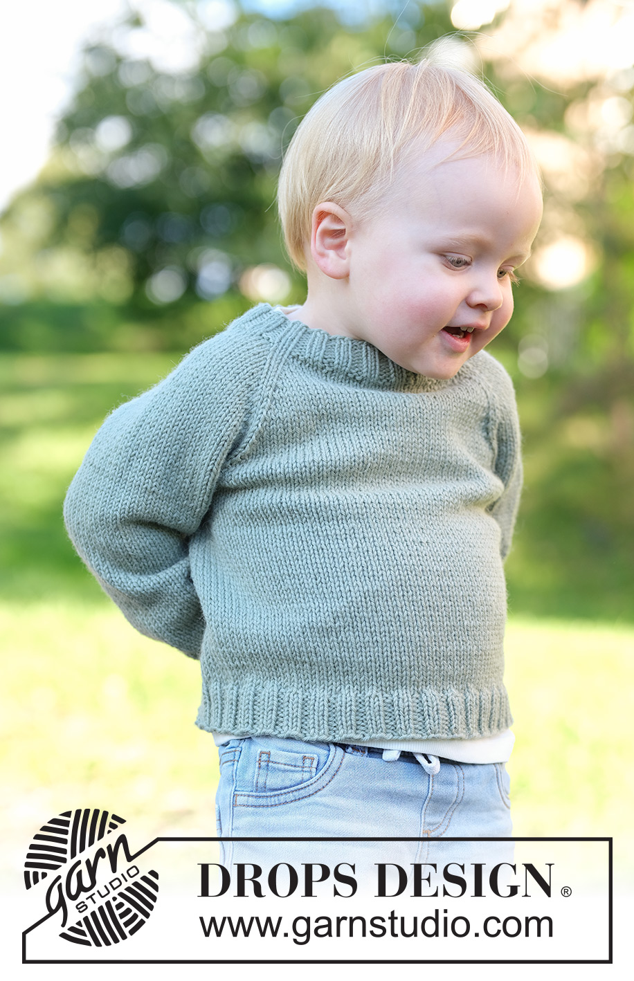 Sage Bud Sweater / DROPS Children 49-16 - Knitted jumper for children in DROPS Merino Extra Fine. The piece is worked top down in stocking stitch, with raglan. Sizes 2 - 14 years.