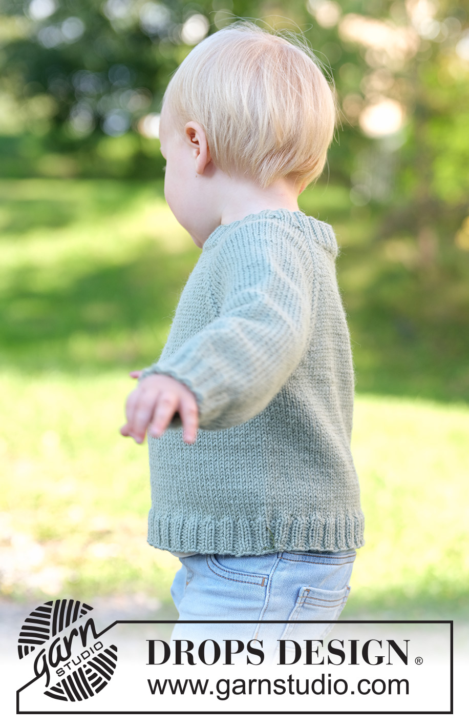 Sage Bud Sweater / DROPS Children 49-16 - Knitted jumper for children in DROPS Merino Extra Fine. The piece is worked top down in stocking stitch, with raglan. Sizes 2 - 14 years.