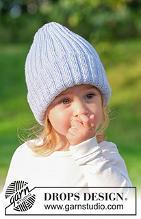 Little Could Hat / DROPS Children 49-24 - Gebreide muts voor baby’s en kinderen in DROPS BabyMerino. Het werk wordt van onder naar boven gebreid in boordsteek. Maten 2 - 14 jaar.
