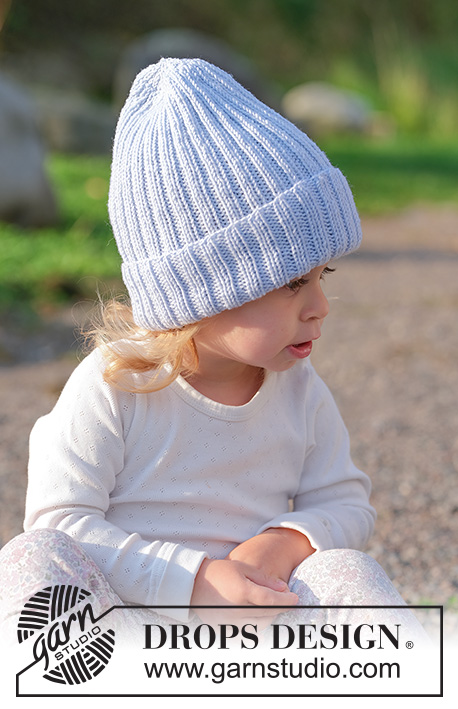 Little Could Hat / DROPS Children 49-24 - Gebreide muts voor baby’s en kinderen in DROPS BabyMerino. Het werk wordt van onder naar boven gebreid in boordsteek. Maten 2 - 14 jaar.