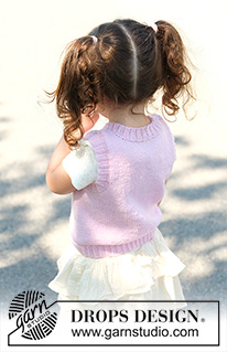 Blush Trails / DROPS Children 49-4 - Dětská vesta s copánky pletená zdola nahoru z příze DROPS BabyMerino. Velikosti: 2 – 12 let.