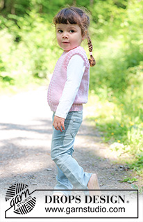 Blush Trails / DROPS Children 49-4 - Dětská vesta s copánky pletená zdola nahoru z příze DROPS BabyMerino. Velikosti: 2 – 12 let.