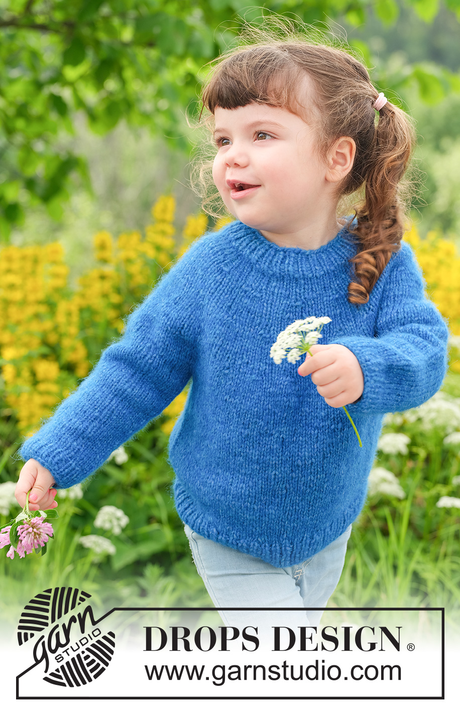 Blue Rush Sweater / DROPS Children 49-6 - Knitted jumper for children in DROPS Air. Piece is knitted top down with round yoke. Size 2 - 12 years