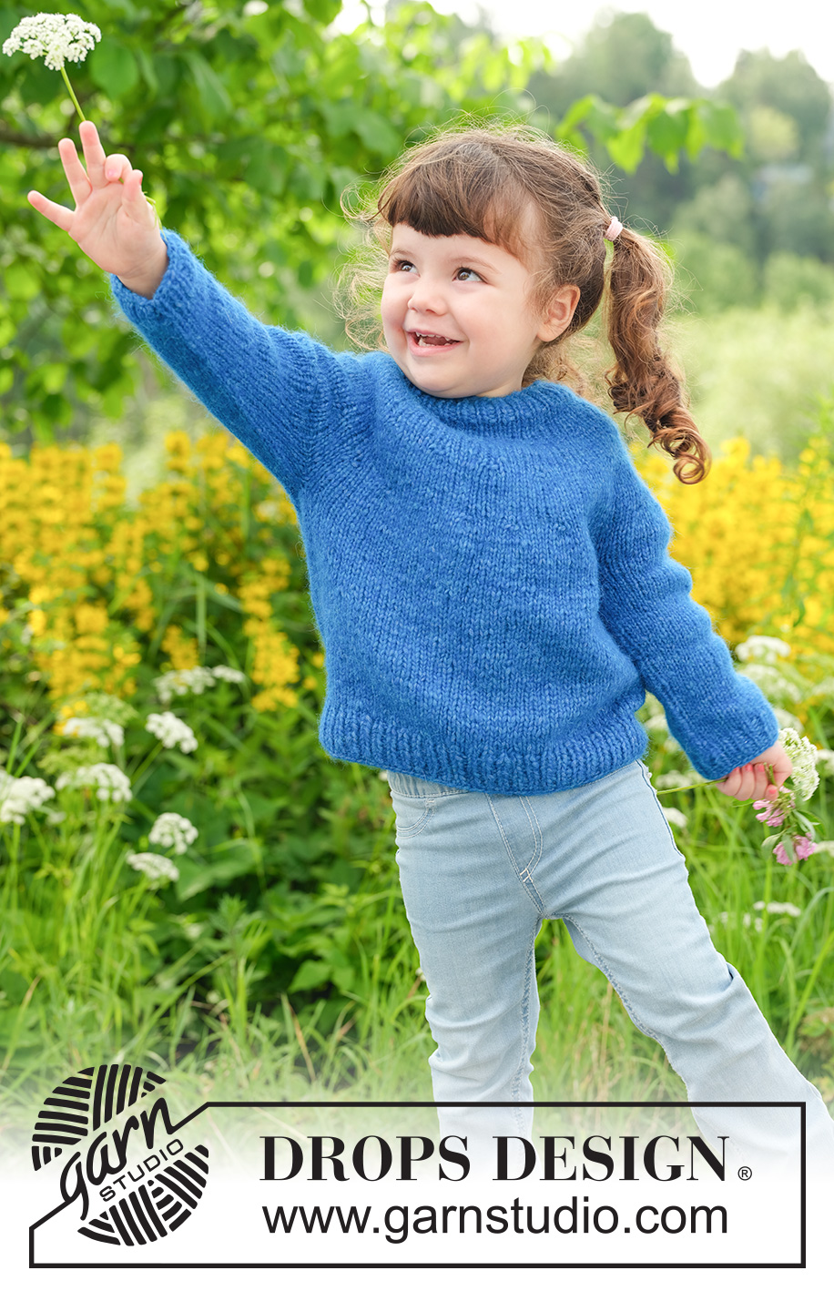 Blue Rush Sweater / DROPS Children 49-6 - Knitted jumper for children in DROPS Air. Piece is knitted top down with round yoke. Size 2 - 12 years