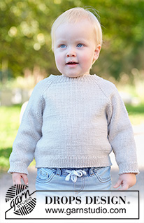 Gentle Day Sweater / DROPS Children 49-7 - Jersey a punto para niños en DROPS Merino Extra Fine. La labor está realizada en punto jersey, de arriba abajo con raglán. Tallas 2-14 años.