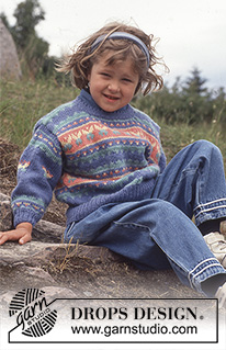 Little Butterfly / DROPS Children 5-11 - Sweater in Karisma Superwash with Flowers and Butterflies.