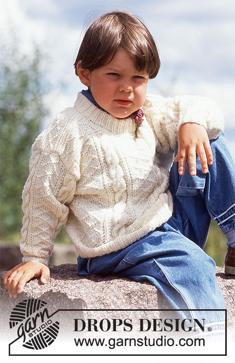 Fabian / DROPS Children 5-3 - Aran Sweater in Karisma Superwash 