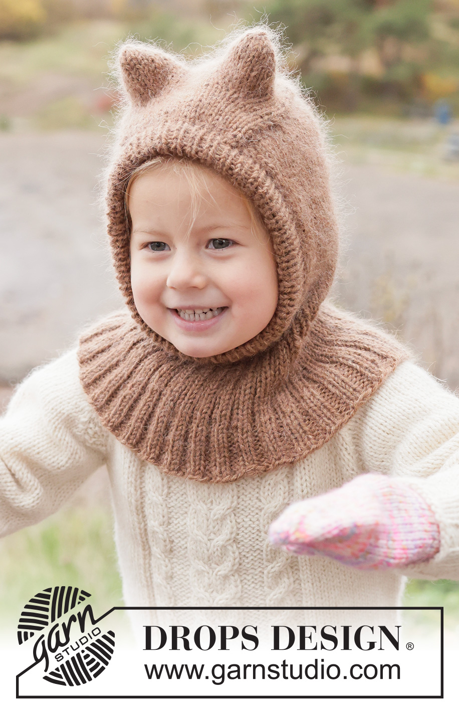 Forest Cub Balaclava / DROPS Children 50-1 - Knitted balaclava for children in DROPS Lima and DROPS Kid-Silk. The piece is worked top down with ears. Sizes 2 - 14 years.
