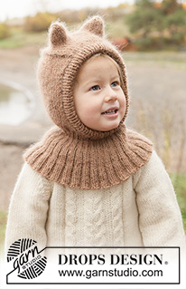 Forest Cub Balaclava / DROPS Children 50-1 - Knitted balaclava for children in DROPS Lima and DROPS Kid-Silk. The piece is worked top down with ears. Sizes 2 - 14 years.