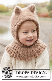 Forest Cub Balaclava / DROPS Children 50-1 - Knitted balaclava for children in DROPS Lima and DROPS Kid-Silk. The piece is worked top down with ears. Sizes 2 - 14 years.