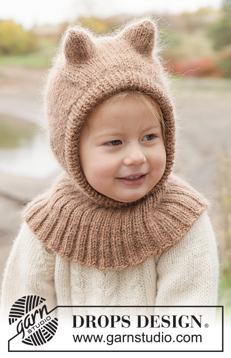 Forest Cub Balaclava / DROPS Children 50-1 - Knitted balaclava for children in DROPS Lima and DROPS Kid-Silk. The piece is worked top down with ears. Sizes 2 - 14 years.