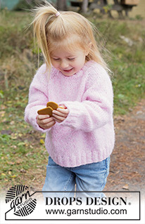 Magic Mist Sweater / DROPS Children 50-10 - Kötött pulóver gyerekeknek DROPS Air fonalból. A darabot fentről lefelé irányban készítjük harisnyakötéssel és raglán szabásvonallal. 2 - 14 éveseknek való méretekben