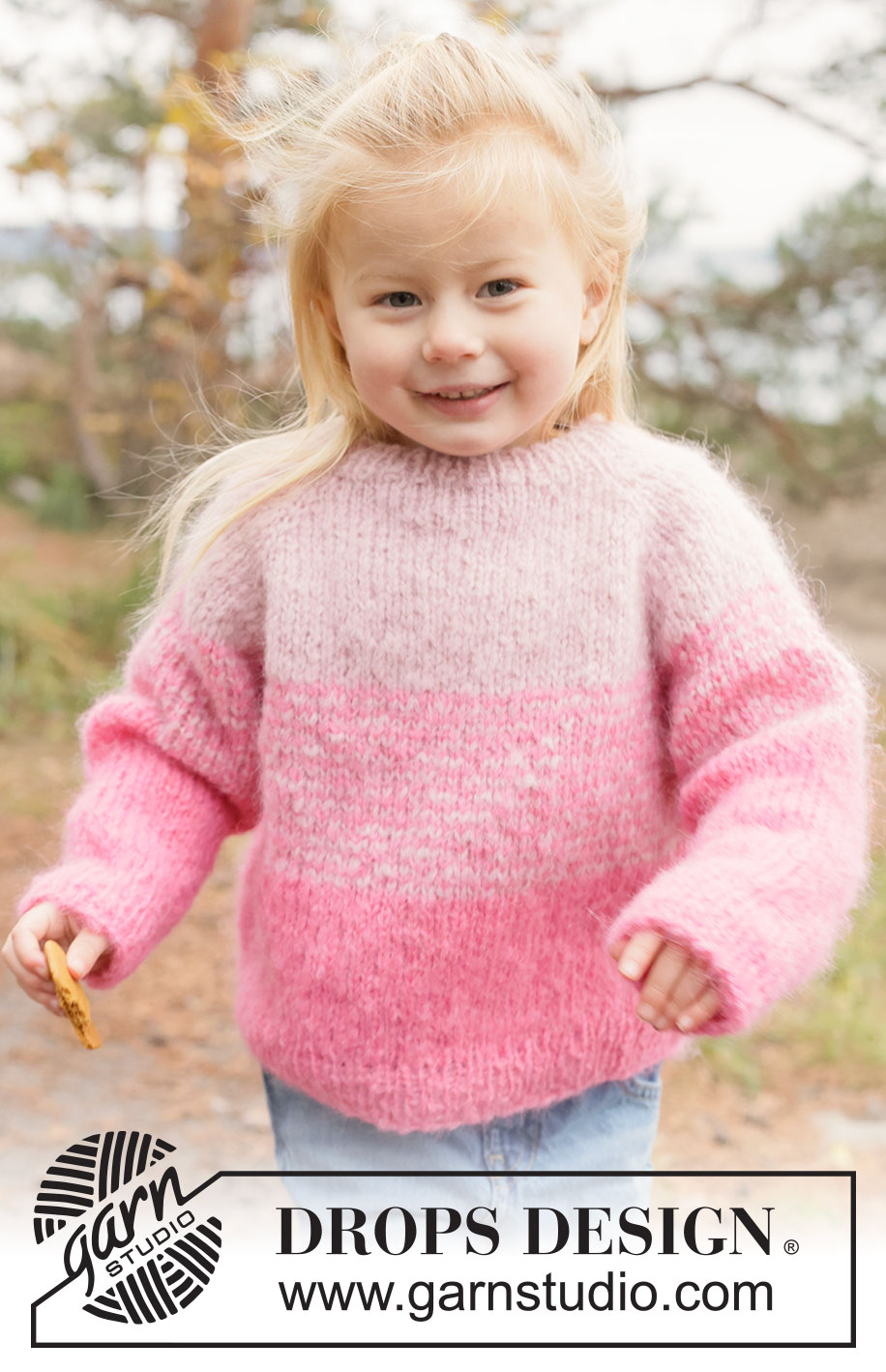 Fairy Floss Sweater / DROPS Children 50-11 - Kötött pulóver gyermekeknek DROPS Melody fonalból. A darabot fentről lefelé irányban készítjük, harisnyakötéssel, raglán szabásvonallal és csíkokkal. 2 - 14 éveseknek való méretekben