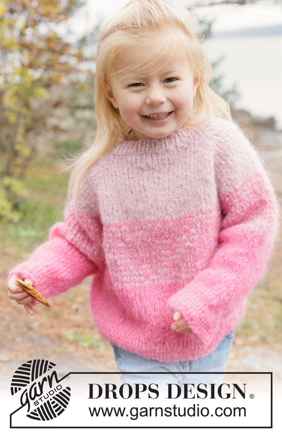 Fairy Floss Sweater / DROPS Children 50-11 - Kötött pulóver gyermekeknek DROPS Melody fonalból. A darabot fentről lefelé irányban készítjük, harisnyakötéssel, raglán szabásvonallal és csíkokkal. 2 - 14 éveseknek való méretekben