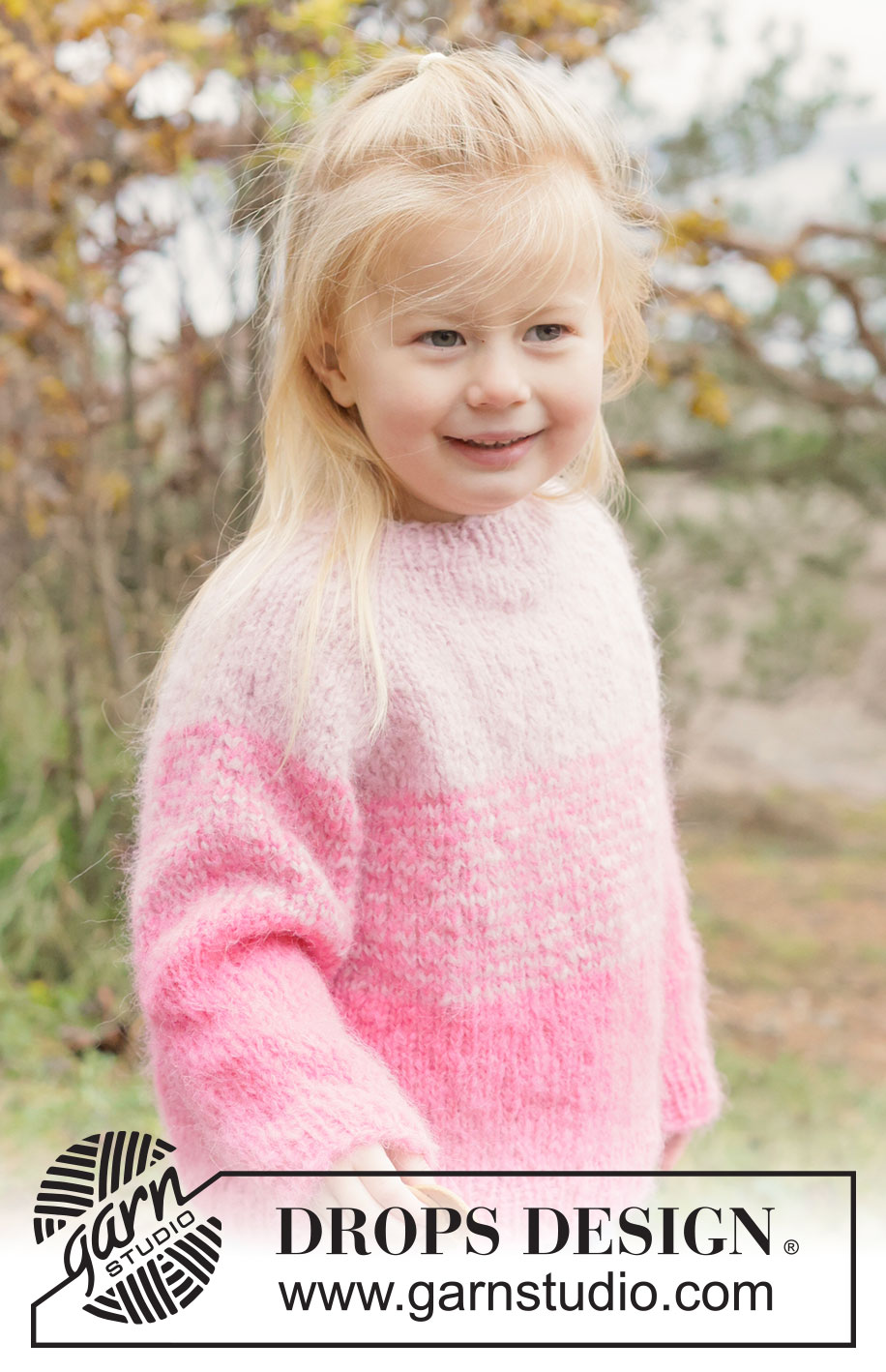 Fairy Floss Sweater / DROPS Children 50-11 - Kötött pulóver gyermekeknek DROPS Melody fonalból. A darabot fentről lefelé irányban készítjük, harisnyakötéssel, raglán szabásvonallal és csíkokkal. 2 - 14 éveseknek való méretekben