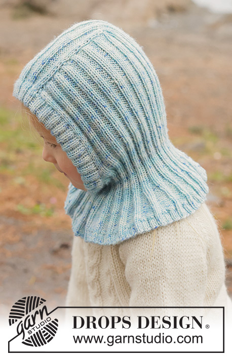 Crystal Chill Balaclava / DROPS Children 50-18 - Strikket elefanthue / balaclava til børn i DROPS BabyMerino. Arbejdet strikkes nedefra og op i rib. Størrelse 2 - 14 år.