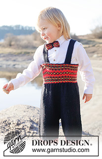 Tiny Traditions / DROPS Children 50-23 - Dětské a baby kalhoty ke slavnostním příležitostem s norským vzorem pletené shora dolů z příze DROPS Alpaca. Velikost 6 měsíců – 6 let.  