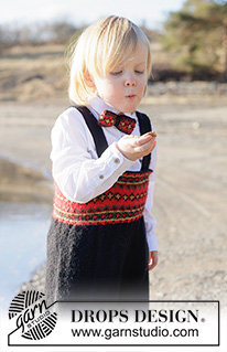 Tiny Traditions / DROPS Children 50-23 - Dětské a baby kalhoty ke slavnostním příležitostem s norským vzorem pletené shora dolů z příze DROPS Alpaca. Velikost 6 měsíců – 6 let.  