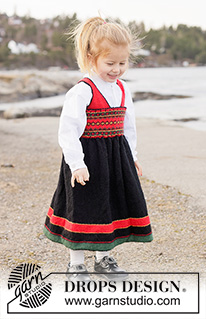 Tiny Traditions / DROPS Children 50-24 - Dětské a baby šaty ke slavnostním příležitostem s norským vzorem pletené shora dolů z příze DROPS Alpaca. Velikost 6 měsíců – 6 let.