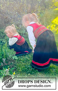 Tiny Traditions / DROPS Children 50-24 - Dětské a baby šaty ke slavnostním příležitostem s norským vzorem pletené shora dolů z příze DROPS Alpaca. Velikost 6 měsíců – 6 let.