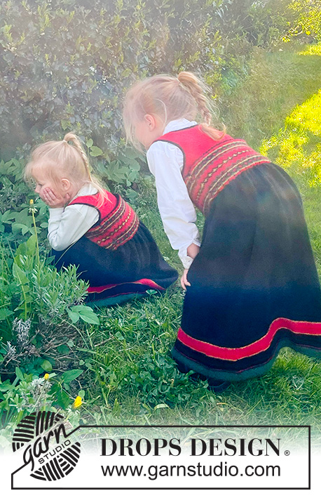 Tiny Traditions / DROPS Children 50-24 - Dětské a baby šaty ke slavnostním příležitostem s norským vzorem pletené shora dolů z příze DROPS Alpaca. Velikost 6 měsíců – 6 let.