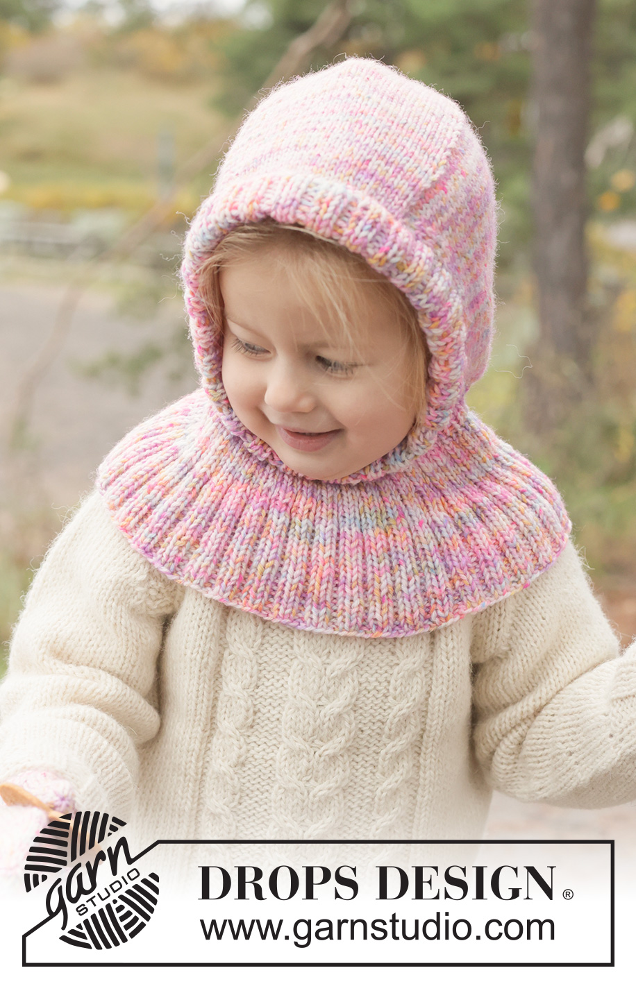 Fairy Flurry Balaclava / DROPS Children 50-5 - Knitted balaclava for children, in DROPS Fiesta. The piece is worked top down with stocking stitch and rib. Sizes 2 - 14 years.