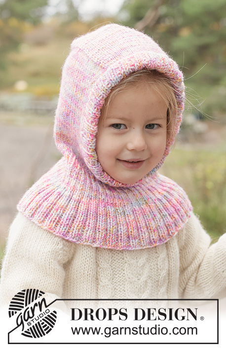 Fairy Flurry Balaclava / DROPS Children 50-5 - Knitted balaclava for children, in DROPS Fiesta. The piece is worked top down with stocking stitch and rib. Sizes 2 - 14 years.