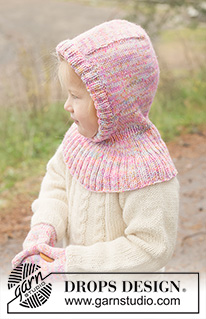 Fairy Flurry Balaclava / DROPS Children 50-5 - Knitted balaclava for children, in DROPS Fiesta. The piece is worked top down with stocking stitch and rib. Sizes 2 - 14 years.