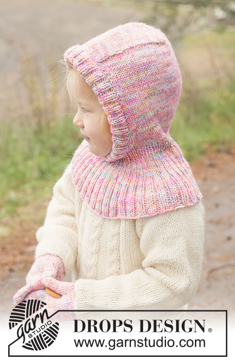 Fairy Flurry Balaclava / DROPS Children 50-5 - Knitted balaclava for children, in DROPS Fiesta. The piece is worked top down with stocking stitch and rib. Sizes 2 - 14 years.