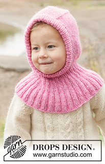 Dream Petal Balaclava / DROPS Children 50-7 - Strikket elefanthue / balaclava til barn i DROPS Air. Arbejdet strikkes oppefra og ned i glatstrik og rib. Størrelse 2 - 14 år.