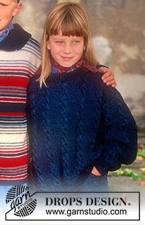 DROPS Children 7-15 - Sweater in Den-M-Nit with cables