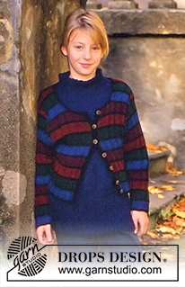 DROPS Children 7-8 - Cardigan in Safran 
Pullover in Silke-Tweed
