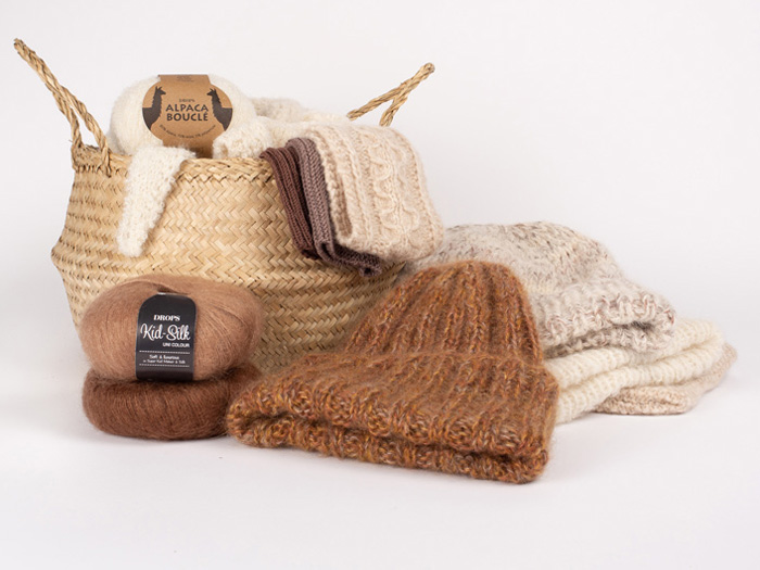 Basket with yarn and garments