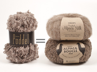 Puddel durch 1 Faden Alpaca Bouclé + 1 Faden Brushed Alpaca Silk ersetzen