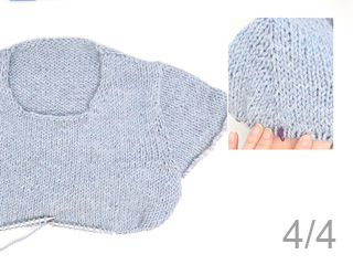 European yoke with raglan-increases, sleeves, front & back and ...