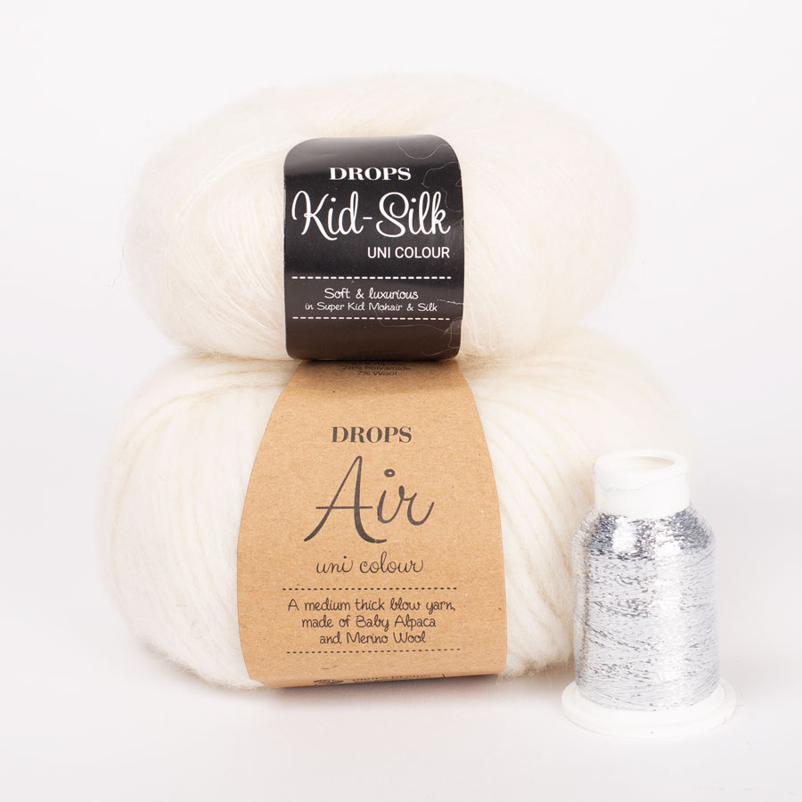 Yarn combination skeins of air01-glitter02-kidsilk01