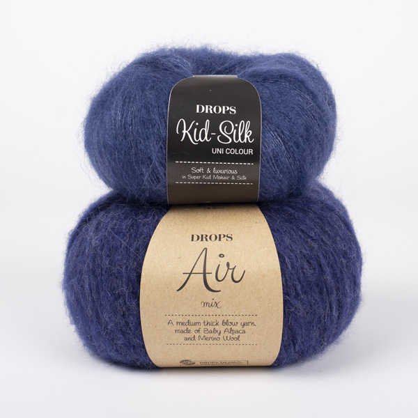 Yarn combinations skeins of DROPS Air 09, marineblauw																	+ DROPS Kid-Silk 28, marineblauw