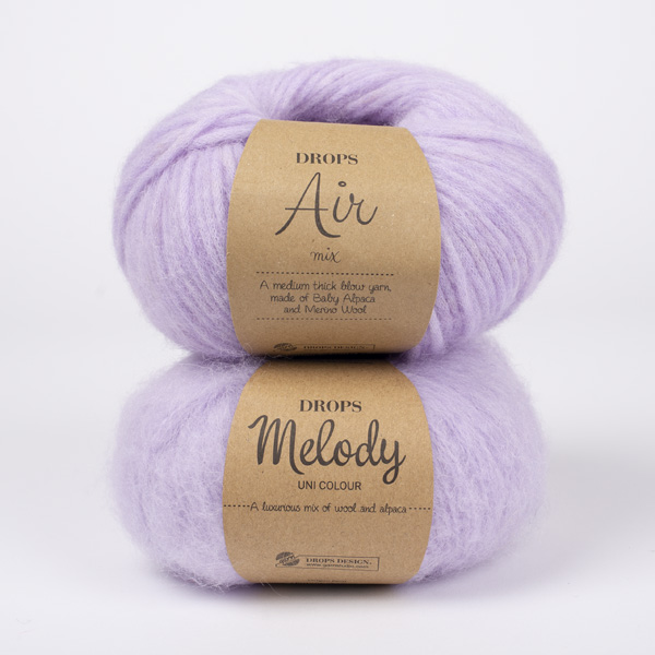 Yarn combinations of Air 41, sweet orchid + DROPS Melody 22, sweet orchid