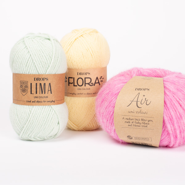 Yarn combination skeins of air52-flora56-lima9031