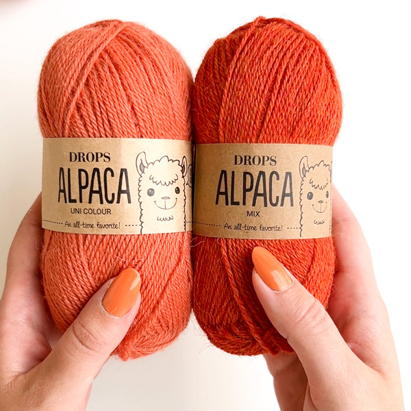 Yarn combinations skeins of DROPS Alpaca 2915, orange cendré 
											+ DROPS Alpaca 2925, rouille