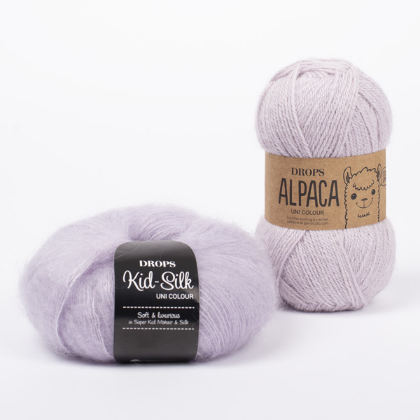 Swatch of DROPS Alpaca 4010, ljós lavender 
											+ DROPS Kid-Silk 09, ljós lavender