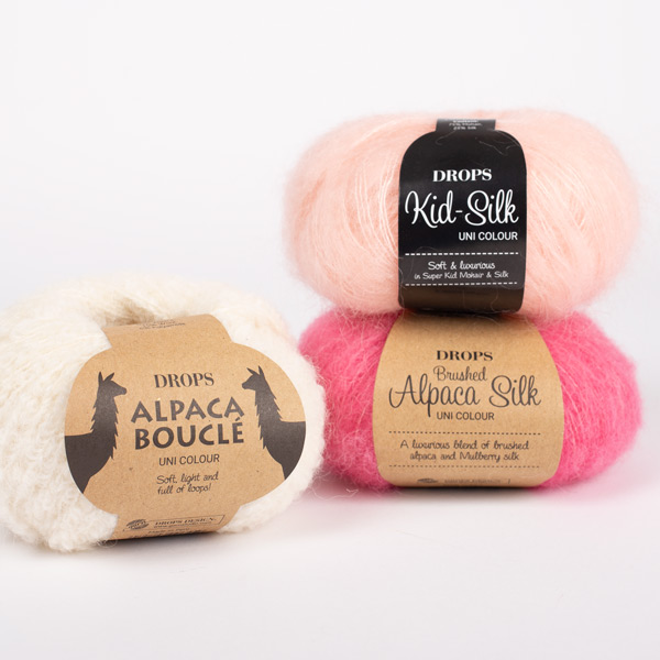 Yarn combination skeins of boucle0100-brushed31-kidsilk53