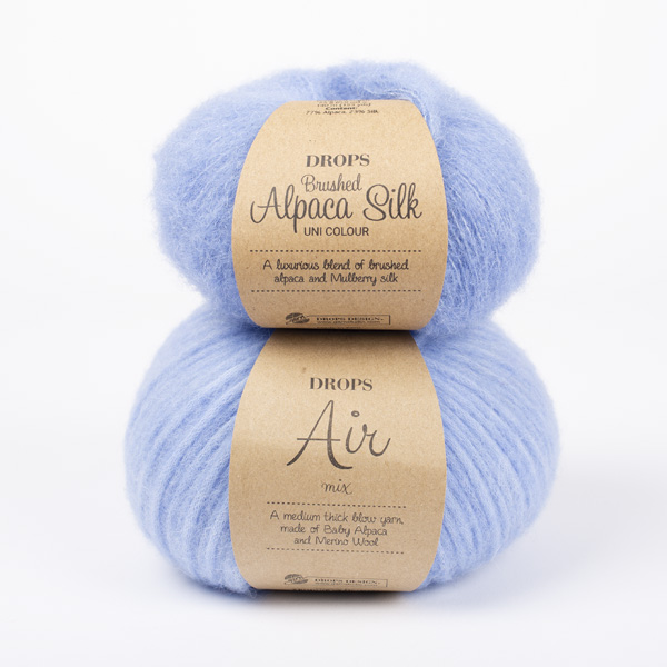 Swatch of DROPS Air 36, ljós blár 
											+ DROPS Brushed Alpaca Silk 28, kyrrahafsblár