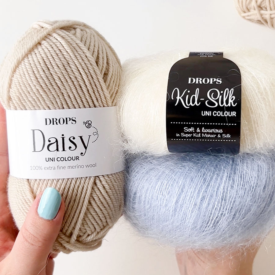 Yarn combination skeins of daisy02-kidsilk01-07