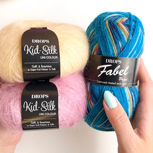 Yarn combination skeins of fabel162-kidsilk04-29