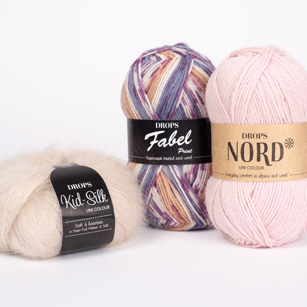 Yarn combination skeins of fabel904-kidsilk56-nord12