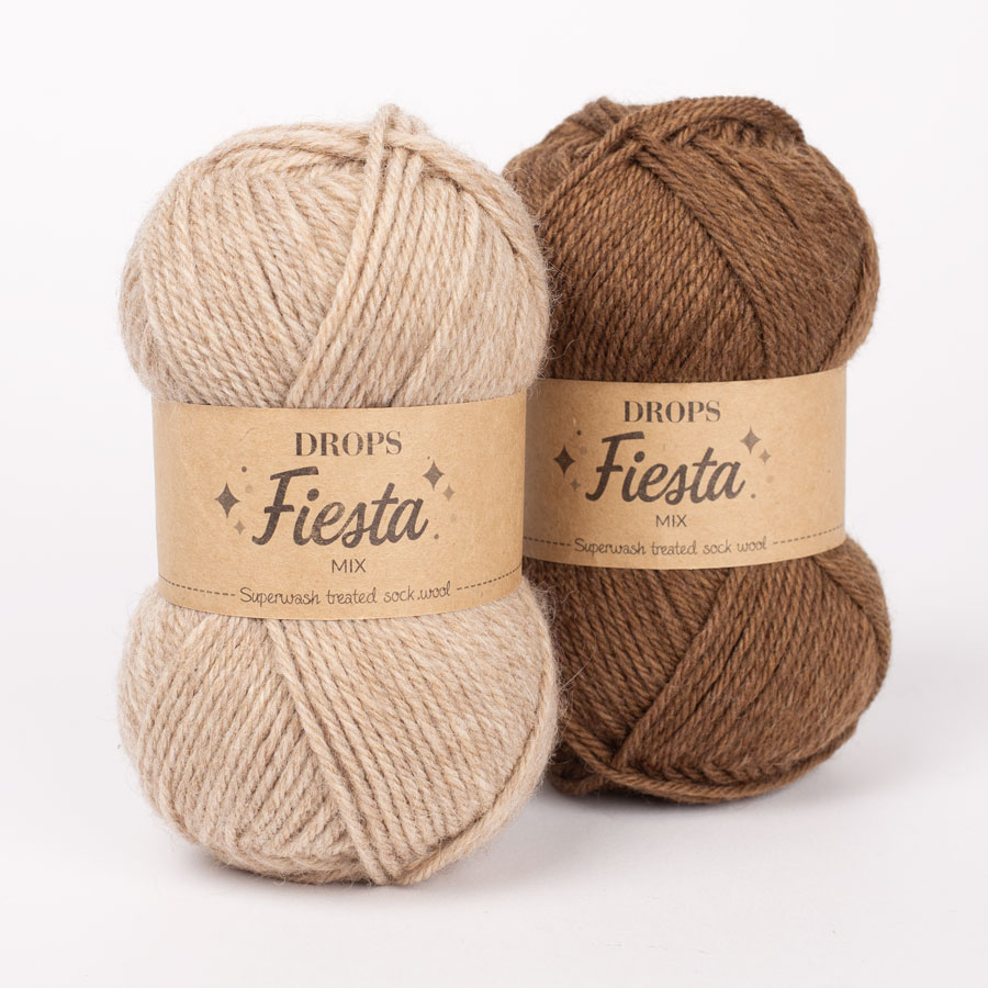 DROPS Fiesta 04, beige + DROPS Fiesta 08, kastanj