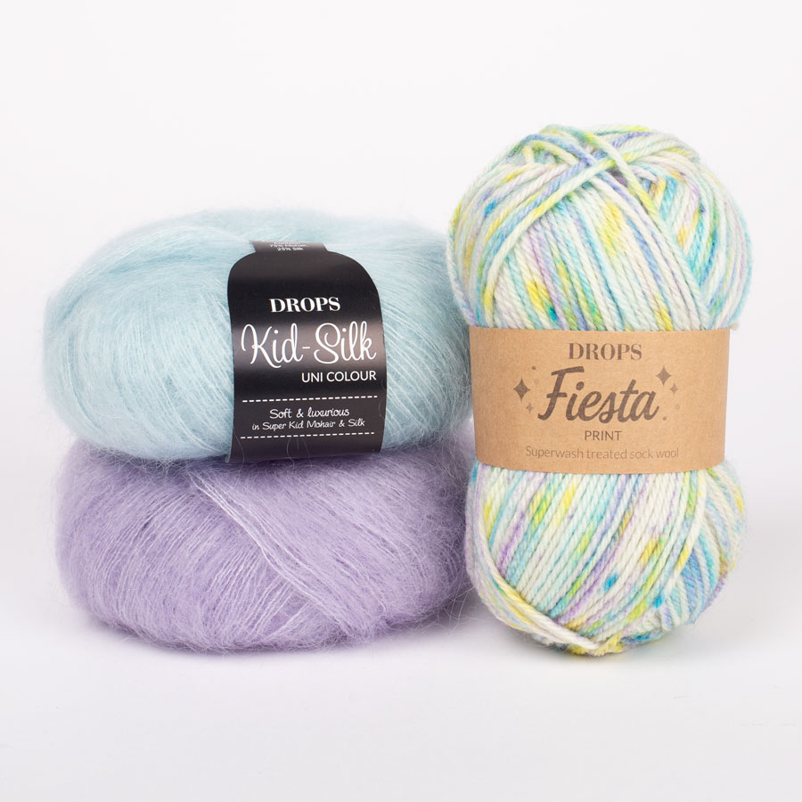 Yarn combination skeins of fiesta37-kidsilk55-58